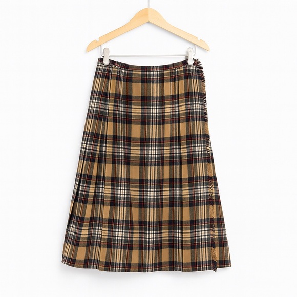 Al jeans Dresses & Skirts - ALJEAN Vintage Pure Virgin Wool Tartan Plaid Midi Skirt